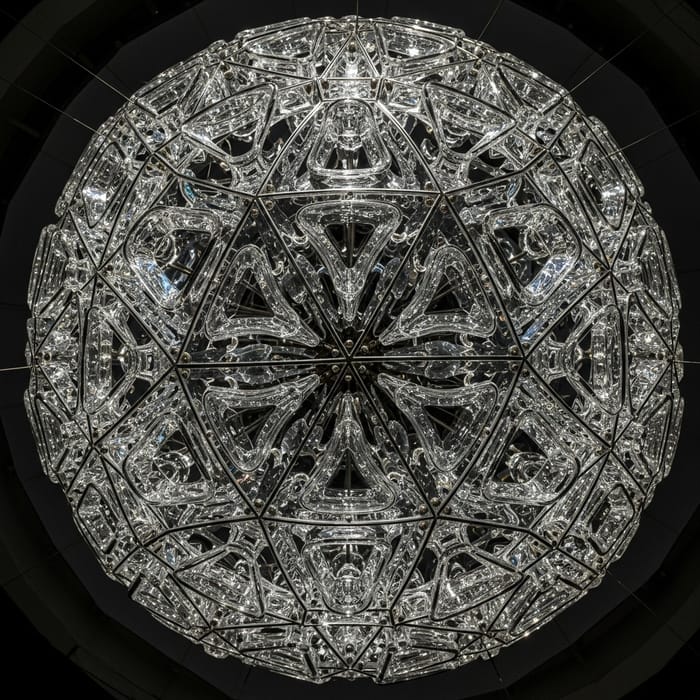 Suspended Glass Sphere Sculpture | 50 ft Masterpiece Design Suspended Glass Sphere Sculpture | 50 ft Masterpiece Design