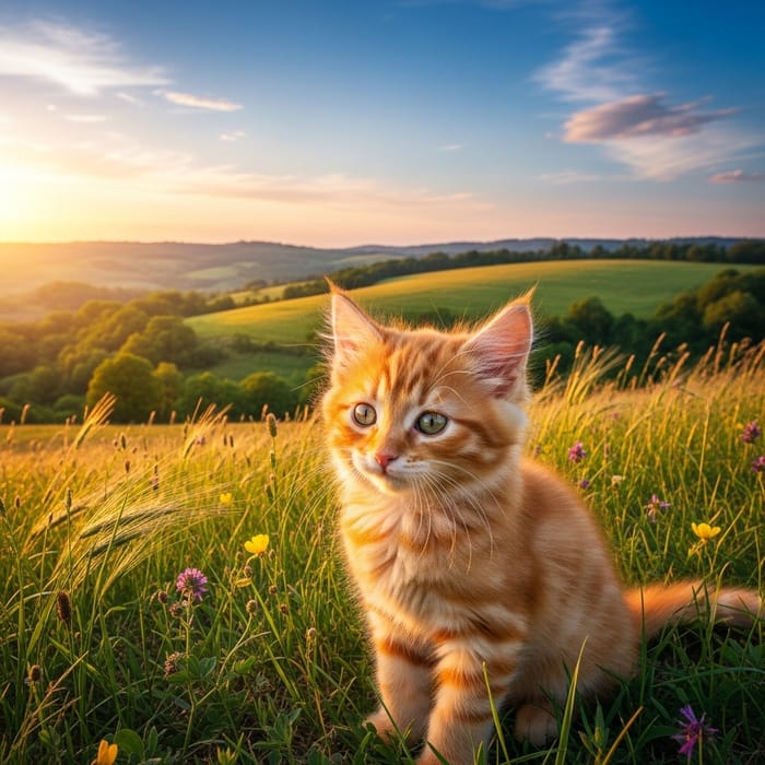 Adorable Orange Kitten in Scenic View