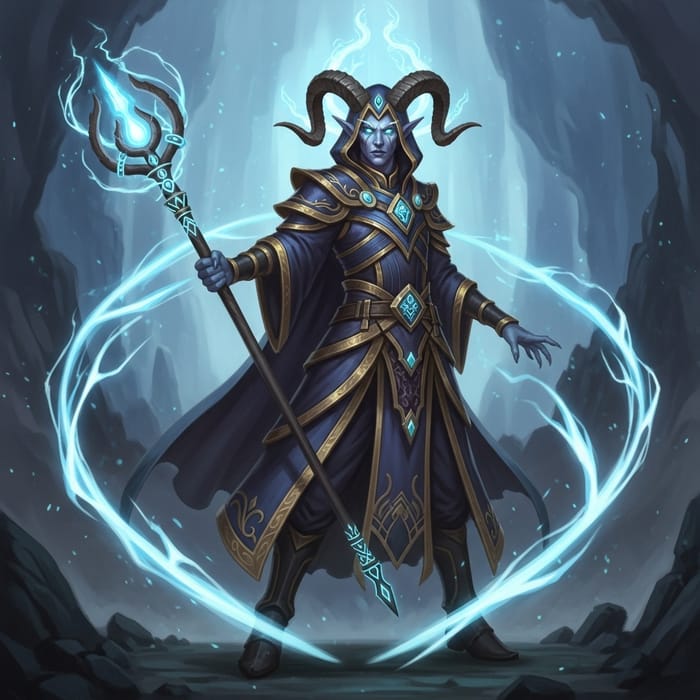 Celestial Celadrin Warlock Character - D&D Fantasy Art