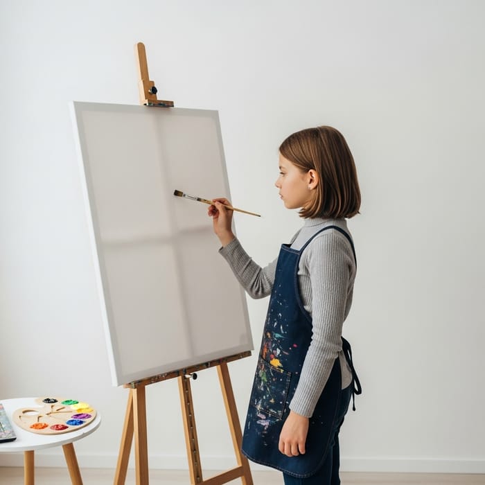 Girl Painting on Canvas: Creative Artwork Girl Painting on Canvas: Creative Artwork