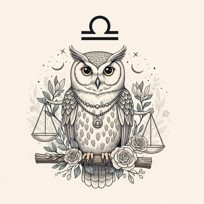 Gracious Libra Owl: Wisdom & Harmony Symbol Gracious Libra Owl: Wisdom & Harmony Symbol
