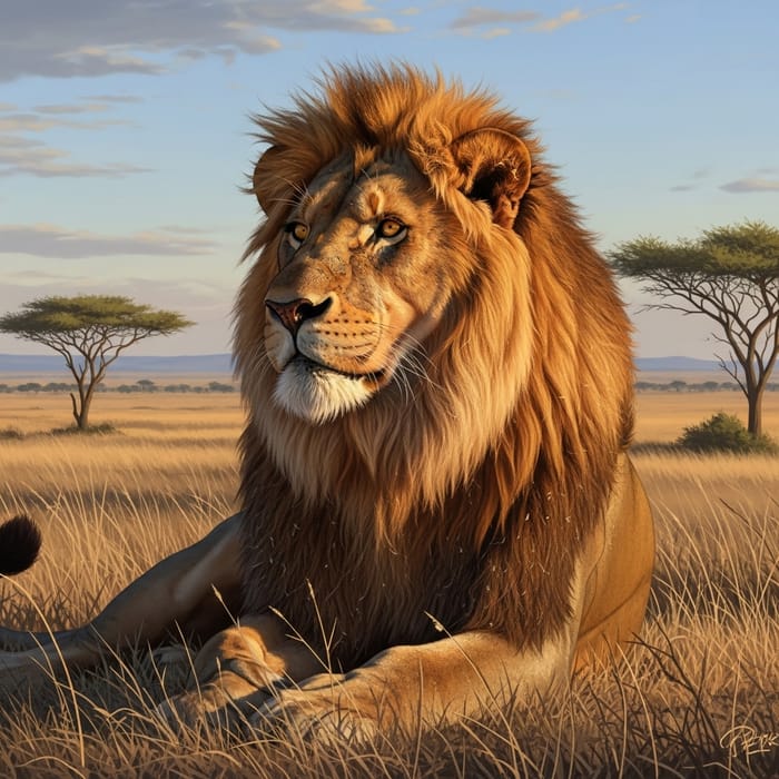 Majestic Lion in African Wilderness | Wildlife Art