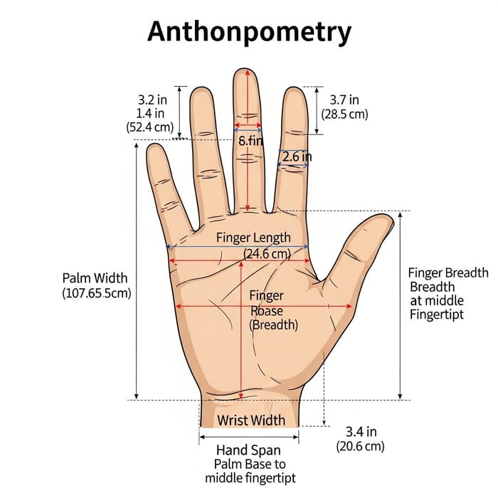 Hand Anthropometry: Detailed Measurements in Inches & cm Hand Anthropometry: Detailed Measurements in Inches & cm
