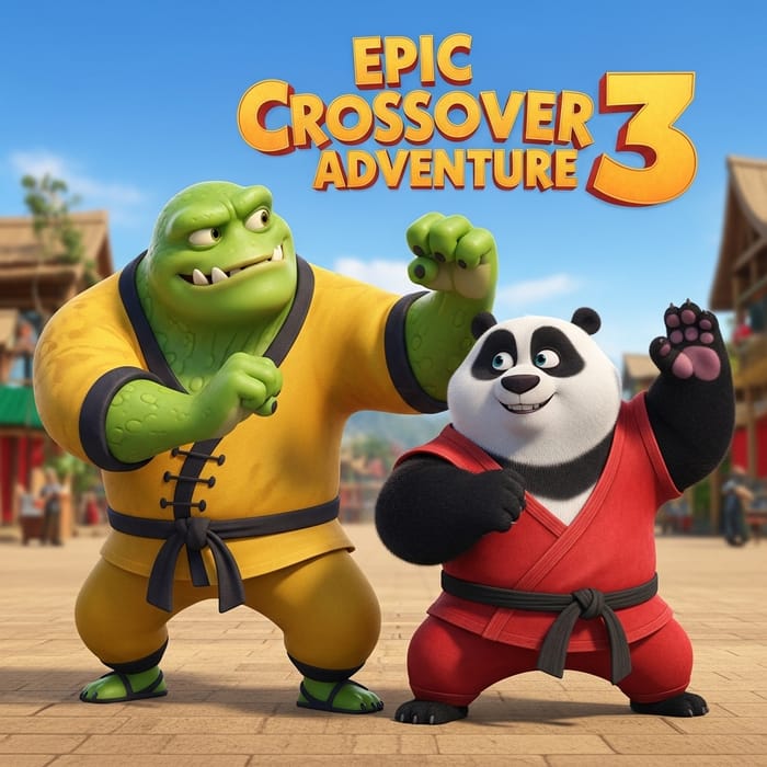 Epic Crossover Adventure: Shrek & Kung Fu Panda Movie Poster