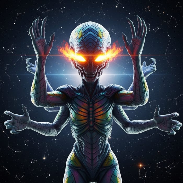 Enigmatic Alien in Starry Nebula Enigmatic Alien in Starry Nebula