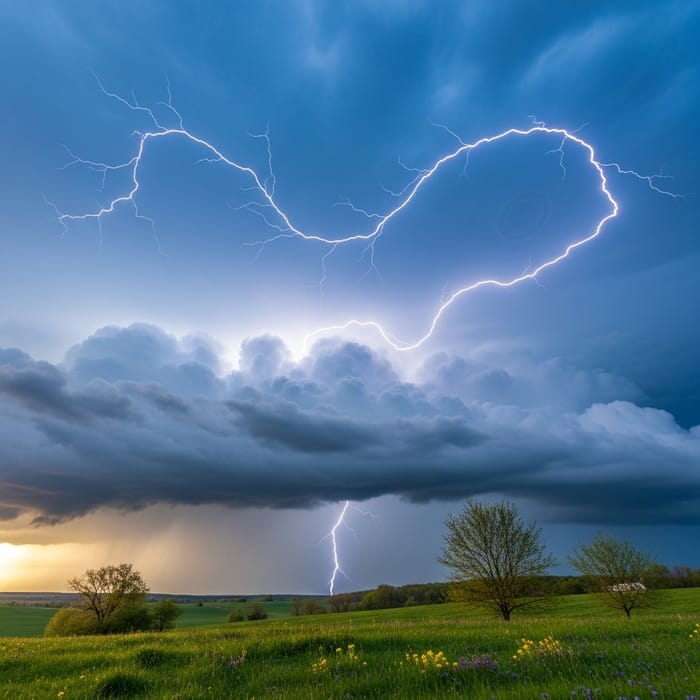 Spring Thunderstorm Dancing in May Sky