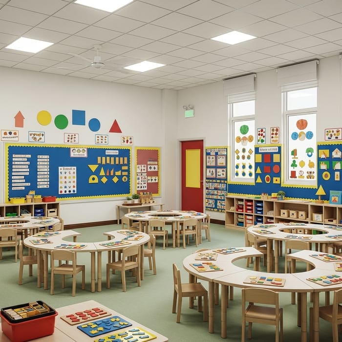 Classroom for Second Preschool Decorated with Shapes Classroom for Second Preschool Decorated with Shapes