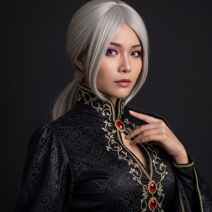 Noble Targaryen Woman in Regal Black Gown Noble Targaryen Woman in Regal Black Gown
