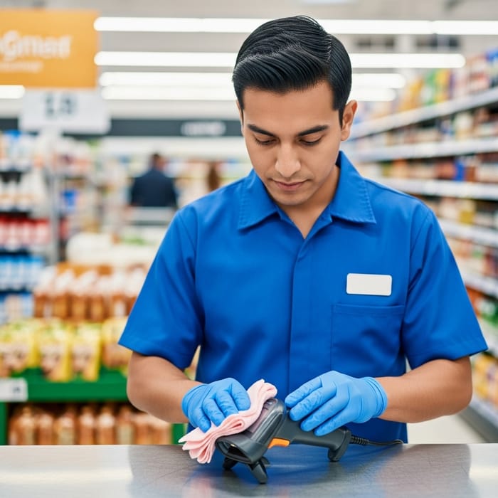 Barcode Scanner Cleaning Guide for Hispanic Supermarket Staff