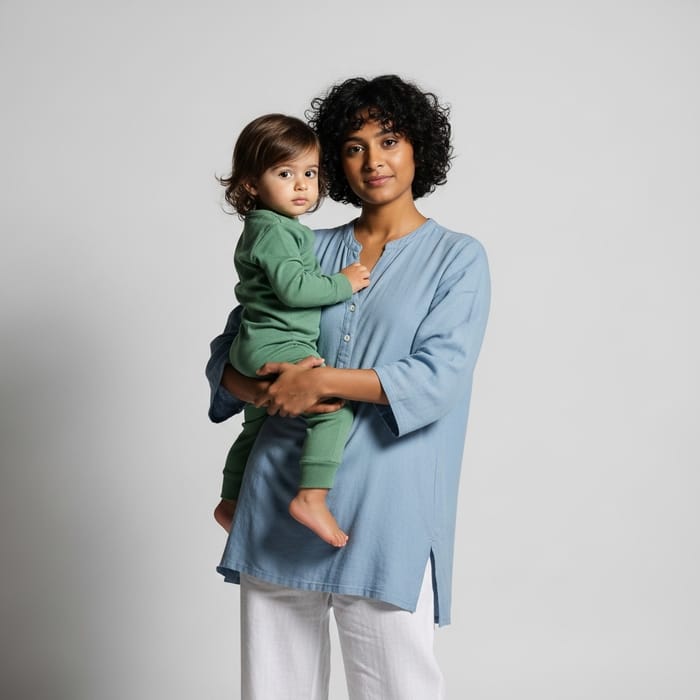 Minimalist Style Illustration of South Asian Girl with Child Minimalist Style Illustration of South Asian Girl with Child
