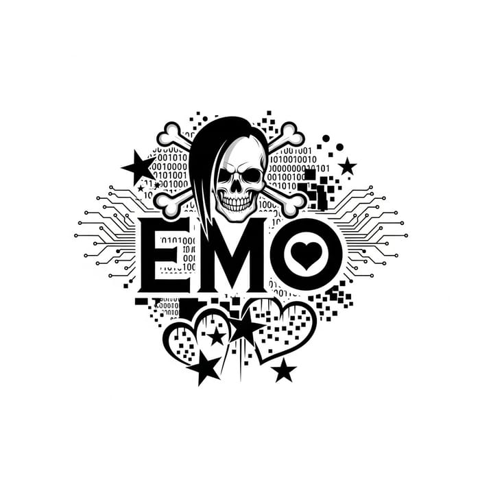 Modern Cyber EMO Clan Logo Design in Black & White