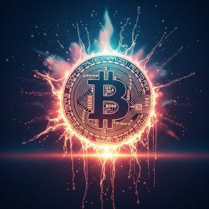 Vibrant Bitcoin Explosion Artwork | Dynamic Crypto Image
