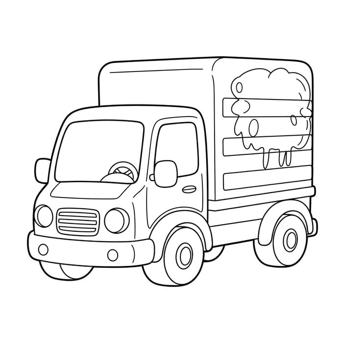 Cute Line-Art Truck for Kids to Color