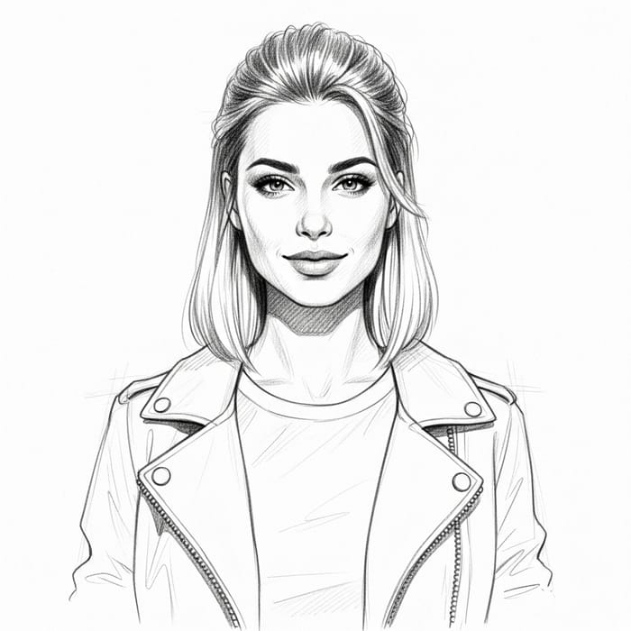 Confident Trendy Young Adult Female Portrait Sketch Confident Trendy Young Adult Female Portrait Sketch