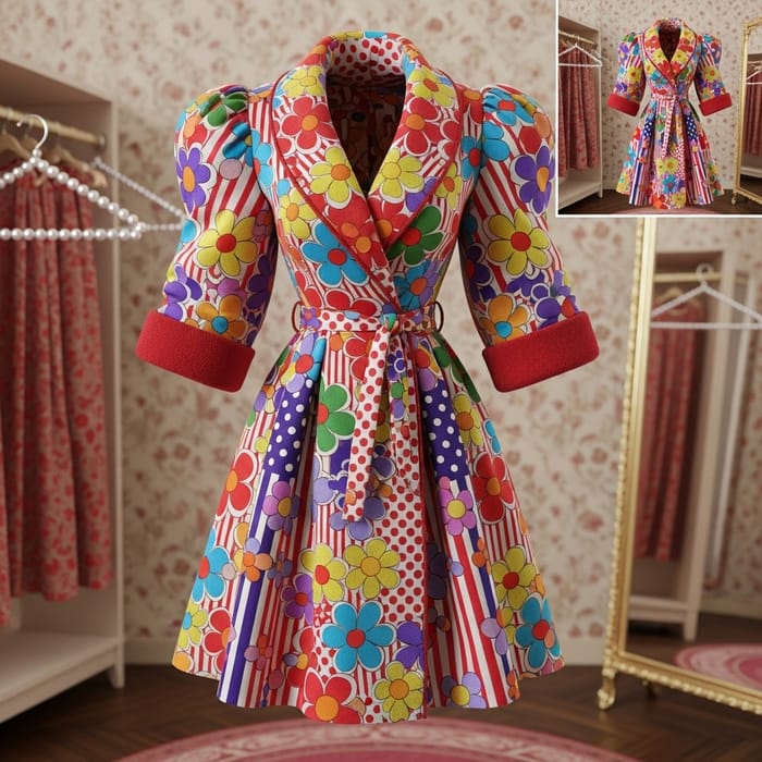 Vintage Pin-Up Robe: 3D Glamour Redefined