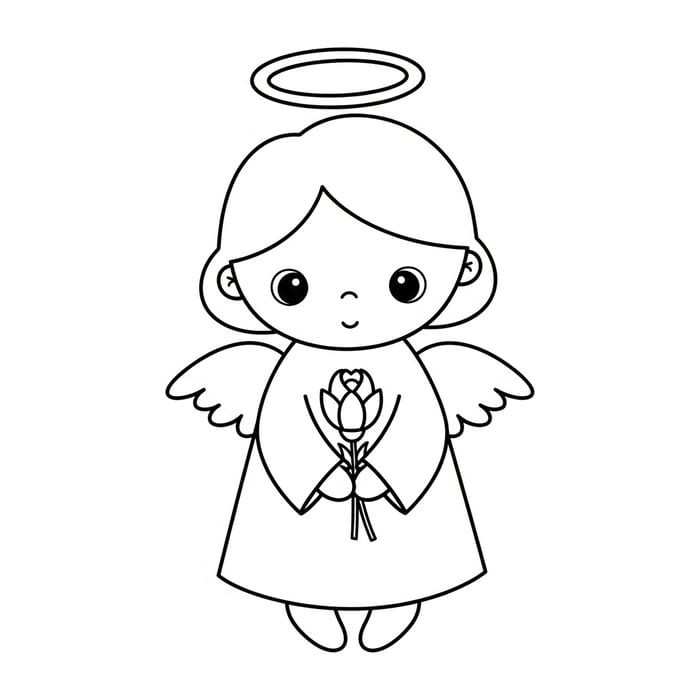 Adorable Angel Coloring Page for Toddlers