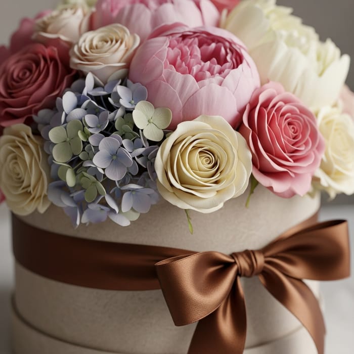 Elegant Flower Hatbox | Vibrant Blossoms & Textures Elegant Flower Hatbox | Vibrant Blossoms & Textures