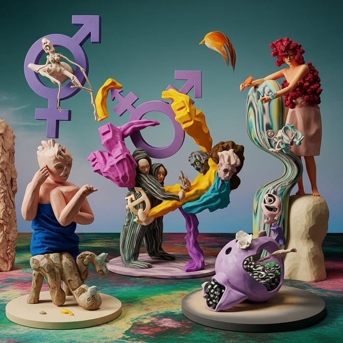 Fluid Gender Realms in Surreal Art