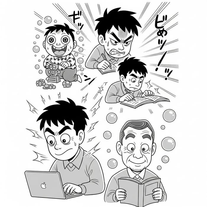 Man Evolution Japanese Manga Artwork Man Evolution Japanese Manga Artwork