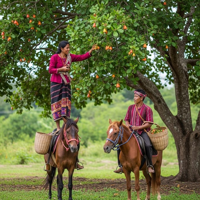 Traditional Cashew Nut Harvesting in Sumba Island, Indonesia Traditional Cashew Nut Harvesting in Sumba Island, Indonesia