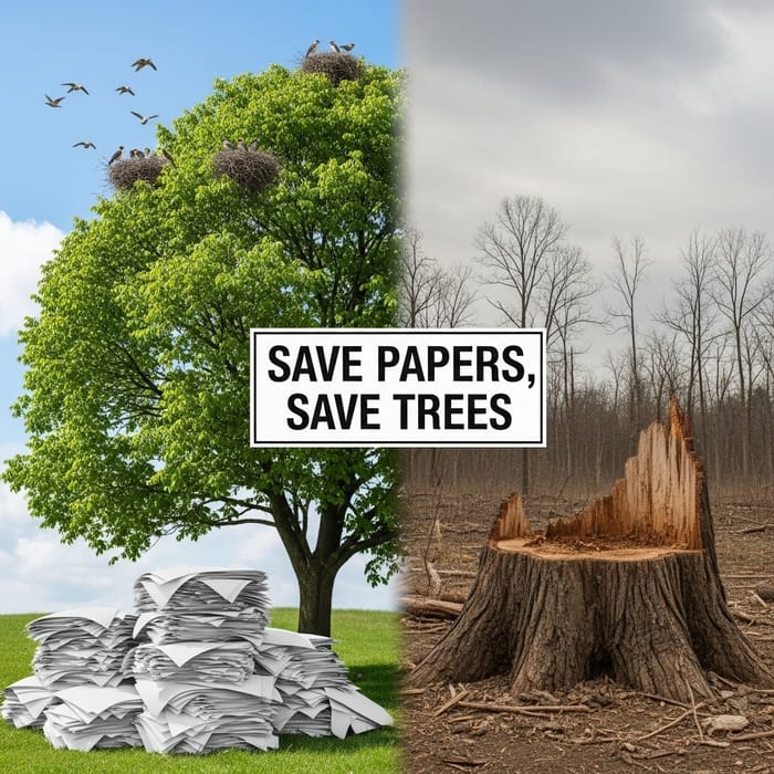 Save Papers, Save Trees - Eco-Friendly Conservation Image Save Papers, Save Trees - Eco-Friendly Conservation Image