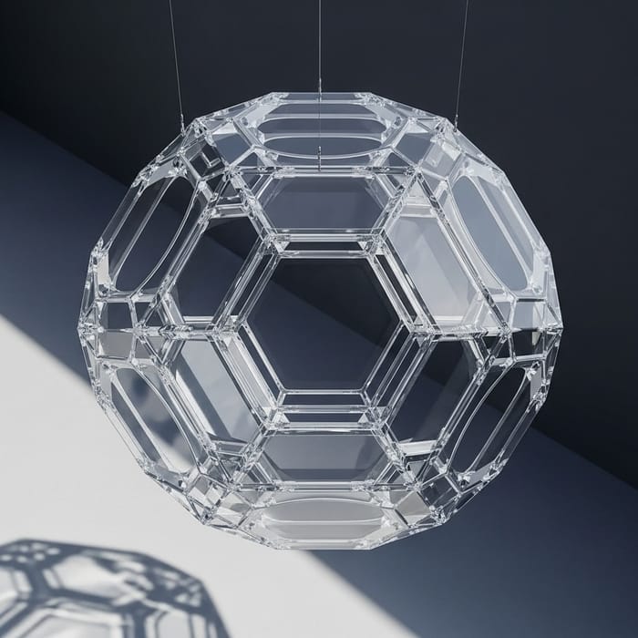 Futuristic Glass Icosahedron Installation | Minimalistic Art Futuristic Glass Icosahedron Installation | Minimalistic Art