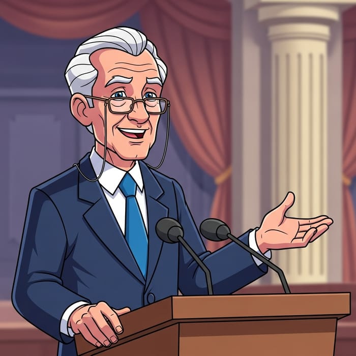 Cartoon Mode: Joe Biden Giving Engaging Speech Cartoon Mode: Joe Biden Giving Engaging Speech