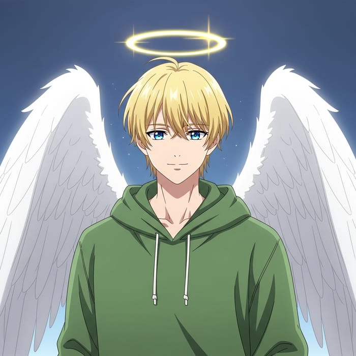 Graceful Angelic Male Character with Ethereal Wings Graceful Angelic Male Character with Ethereal Wings