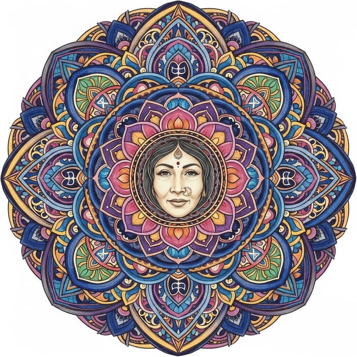 Gemini Zodiac Mandala Art with Woman's Face Gemini Zodiac Mandala Art with Woman's Face