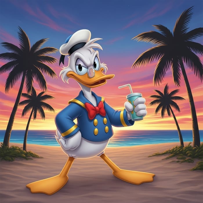 Pato Donald in Miami: Lively Day by the Beach