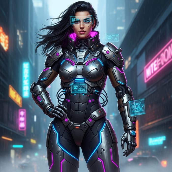 Gal Gadot in Future Cyberpunk Armor