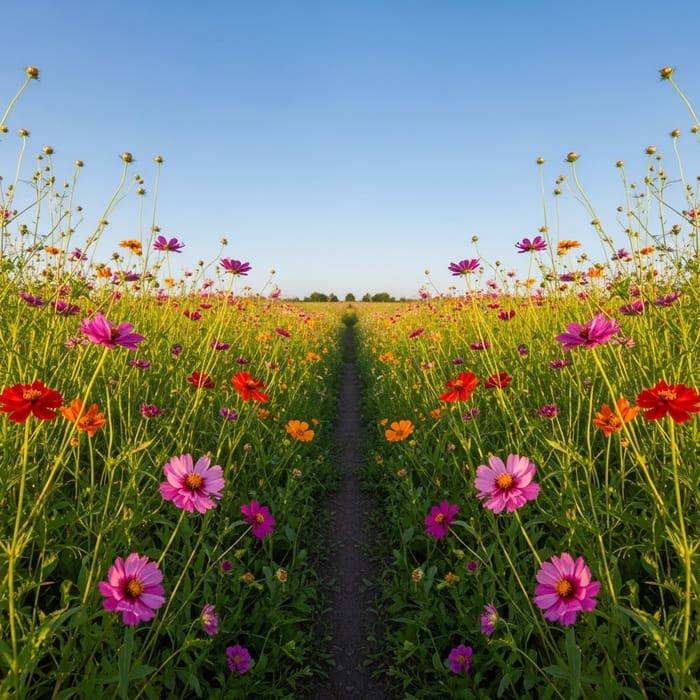 Symmetrical Wildflowers Under a Clear Blue Sky Symmetrical Wildflowers Under a Clear Blue Sky