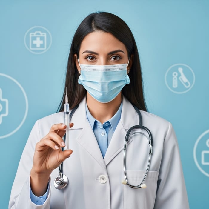Dark-haired Female Doctor with Injection | Medical Professional