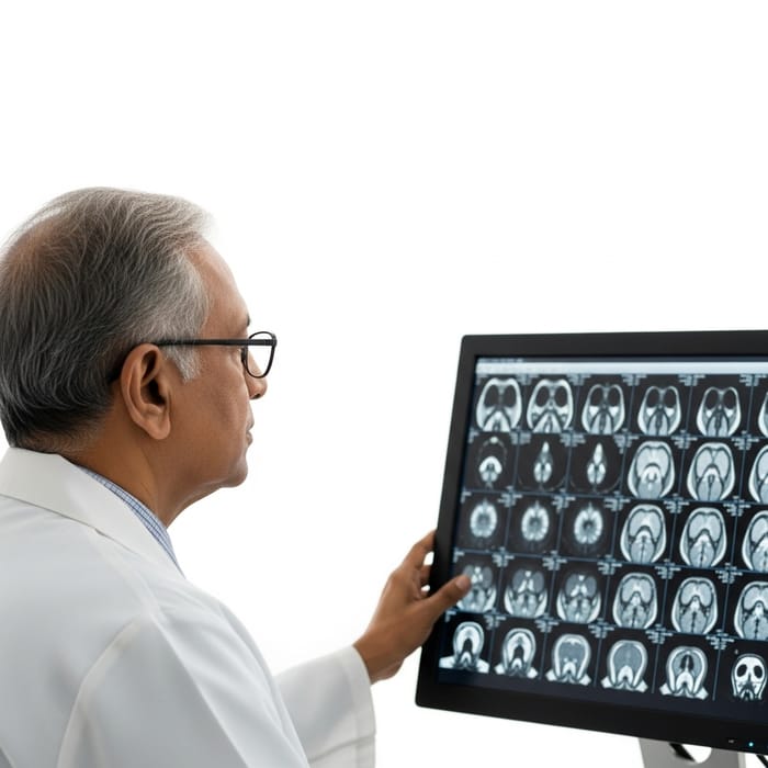 Experienced Radiologist Analyzing MRI Studies Online Experienced Radiologist Analyzing MRI Studies Online