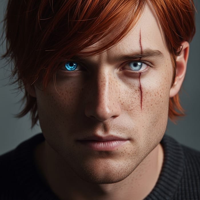 Striking Portrait of a Man with Red Hair and Blue Eyes Striking Portrait of a Man with Red Hair and Blue Eyes