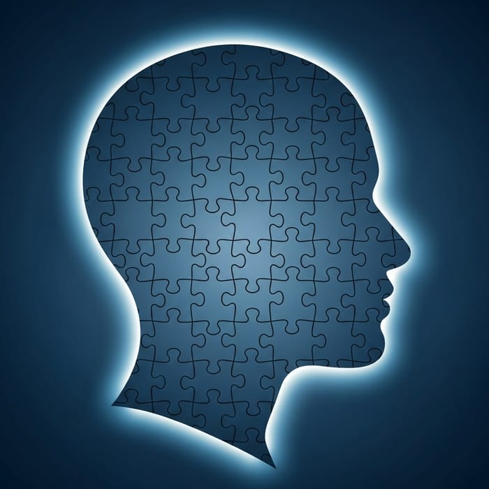 Silhouette Head Puzzle Pieces Glow