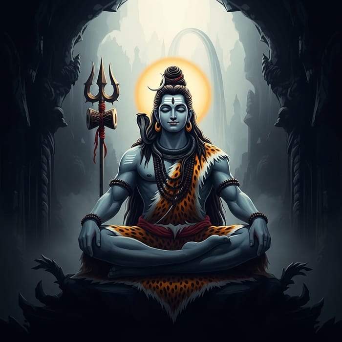 Mystical Lord Shiva | Divine Illustration in Dark Setting Mystical Lord Shiva | Divine Illustration in Dark Setting