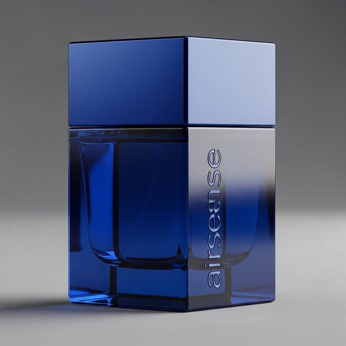 Elegant Blue Airsense Perfume Bottle | Airsense Branding