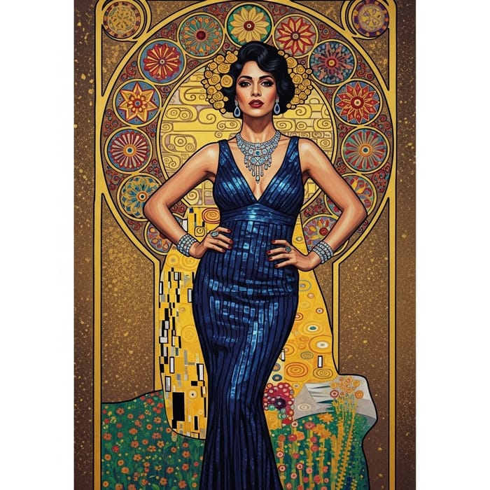 Glamorous Woman in Vibrant Evening Gown Art Glamorous Woman in Vibrant Evening Gown Art