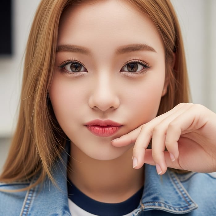 Small-Lipped Young Woman Selfie | Soft Features & Playful Expression
