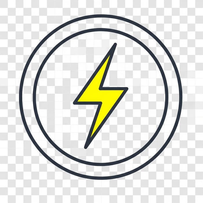 Power Charging Icon - Simple Circular Shape and Lightning Bolt