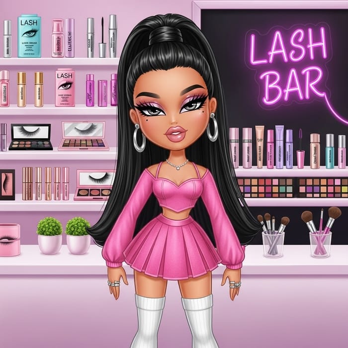 Stylish Latina Bratz Doll at Lash Bar Stylish Latina Bratz Doll at Lash Bar