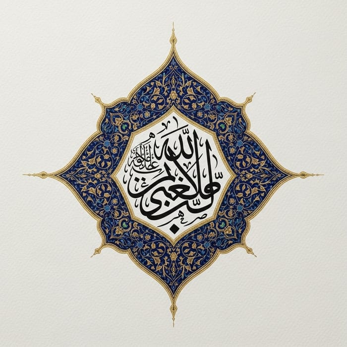 Prophète Mohamed Calligraphy - Serene Illuminated Manuscript Art