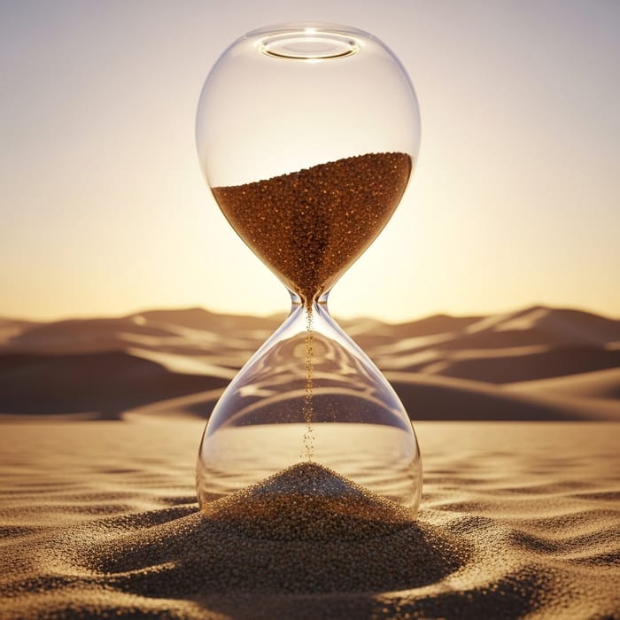 The Sands of Time - Symbolic Hourglass in Desert