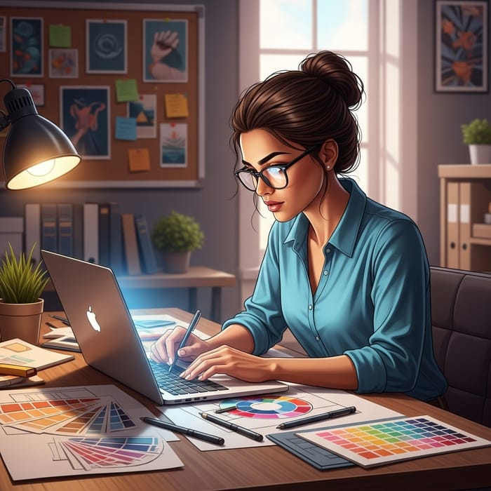Creative South Asian Woman: Designing Art Digitally