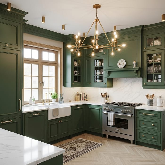 Classic Deep Green Kitchen Cabinets | Timeless Style Classic Deep Green Kitchen Cabinets | Timeless Style