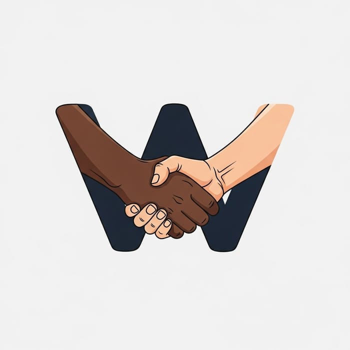 Unity in W Letter: Diverse Handshake Logo Unity in W Letter: Diverse Handshake Logo