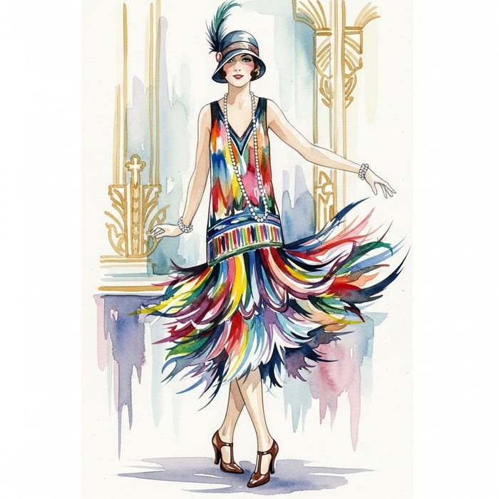 1920s Flapper Dress Art: A Wealthy Lady's Style