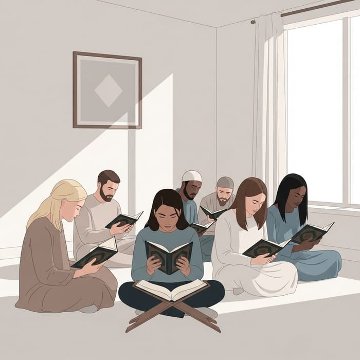 Tranquil Quran Companions Reading Together