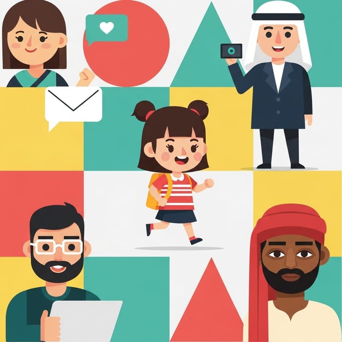 3-4 Figure Ratio Characters with Geometric Illustrations
